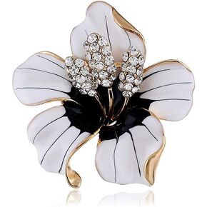 SKZKK أزياء المينا طية الصدر دبوس زهرة الزنبق بروش دبابيس، البروش والدبابيس للنساء سبائك الكريستال الماس الطلاء الأبيض in Kuwait