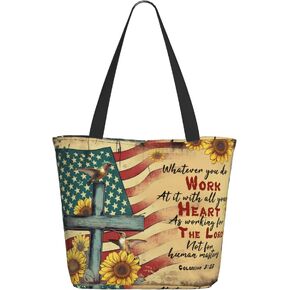 MORGOMON Christian Art Gifts Reusable Shopping Tote Bag Zippered Inspirational Tote Bags for Women Bible Verse Shoulder Bag