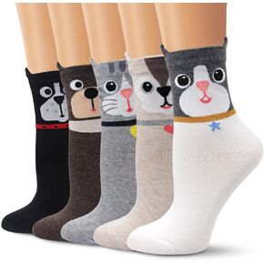 Ambielly Colorful Cute Animal Design Patterned Women's Casual Cotton Socks in Kuwait