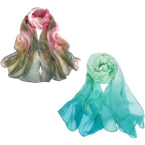 Acotavie 2 Pcs Scarfs for Women Lightweight Scarves Fashion Floral Print Shawls Holiday Gifts Scarf