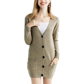 LINY XIN Women's V-Neck Cardigan Sweater 100% Merino Wool Fall Winter Warm Soft Knitted Pullover Long Sleeve Sweater in Kuwait