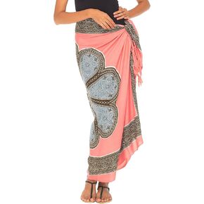 SHU-SHI Womens Beach Swimsuit Cover Up Flower Sarong Wrap with Coconut Clip