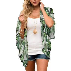 MayBuy Women's Flowy Summer Chiffon Kimono Cardigans Tops Boho Floral Beach Cover Ups Casual Loose Shirts