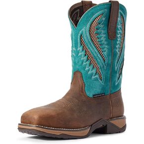 حذاء عمل نسائي من Ariat Anthem VentTEK ذو مقدمة مركبة بلون الشوكولاتة/فيروزي بعرض 9.5 in Saudi Arabia