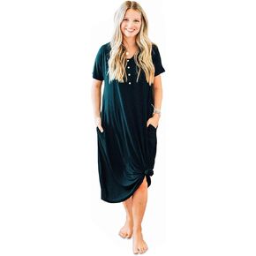 Nesting Olive Modern House Dress - Nursing Dress, Night Gown, Maternity Dress | Comfy Loungewear for Pregnancy & Nursing