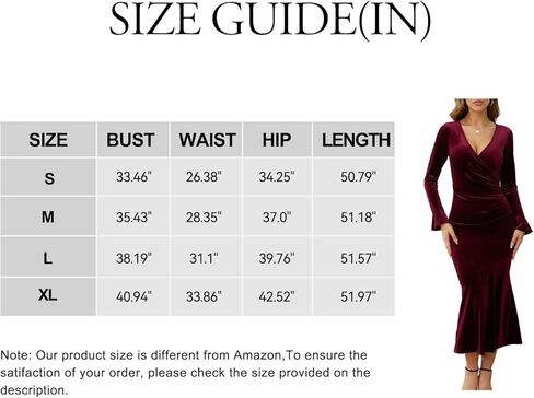 فستان نسائي طويل الأكمام من CYiNu برقبة على شكل حرف V مخملي أنيق لحفلات الكوكتيل in Kuwait