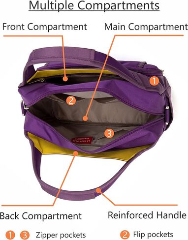 La Packmore Waterproof Nylon Crossbody Bags for Women Multi-Pocket Shoulder Bag Travel Purse and Handbag in Kuwait