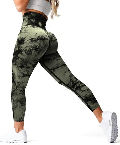 Challengym Tie-dye Workout Leggings for Women High Waist Seamless Scrunch Butt Lifting Gym Yoga Pants Elastic Tights in Kuwait