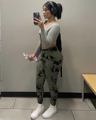 Challengym Tie-dye Workout Leggings for Women High Waist Seamless Scrunch Butt Lifting Gym Yoga Pants Elastic Tights in Kuwait