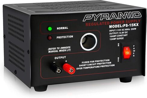 Pyramid PS9KX Universal Compact Bench Power Supply-5 Amp Linear Regulated Home Lab Benchtop Converter w/ 13.8 Volt DC 115V AC 70 Watt Input, Screw Type Terminal, 12V Car Cigarette Lighter in Kuwait