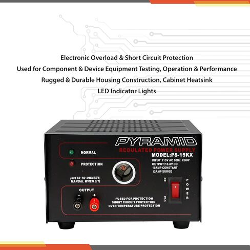 Pyramid PS9KX Universal Compact Bench Power Supply-5 Amp Linear Regulated Home Lab Benchtop Converter w/ 13.8 Volt DC 115V AC 70 Watt Input, Screw Type Terminal, 12V Car Cigarette Lighter in Kuwait