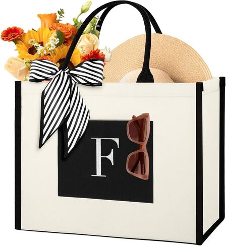 حقيبة حمل قماشية أولية مخصصة من باغستاش، حقيبة حمل الشاطئ بحروف كبيرة للنساء، هدايا عيد ميلاد للنساء، العروس، العطلات in Kuwait