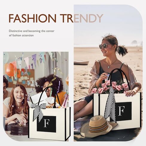 حقيبة حمل قماشية أولية مخصصة من باغستاش، حقيبة حمل الشاطئ بحروف كبيرة للنساء، هدايا عيد ميلاد للنساء، العروس، العطلات in Kuwait