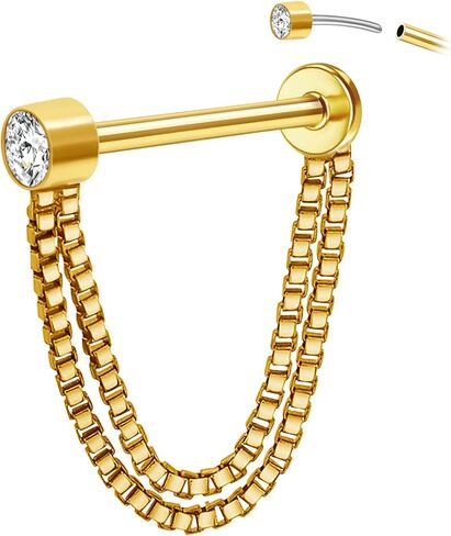 اقراط ثقب غضروف الاذن من الستانلس ستيل 18 غرام للنساء والرجال، ثقب الجسم للأنف والروك والزنمة والزنمة والدايث من ديزاينفي، بدون احجار كريمة, التيتانيوم, بدون أحجار كريمة in Kuwait