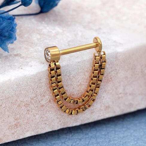 اقراط ثقب غضروف الاذن من الستانلس ستيل 18 غرام للنساء والرجال، ثقب الجسم للأنف والروك والزنمة والزنمة والدايث من ديزاينفي، بدون احجار كريمة, التيتانيوم, بدون أحجار كريمة in Kuwait