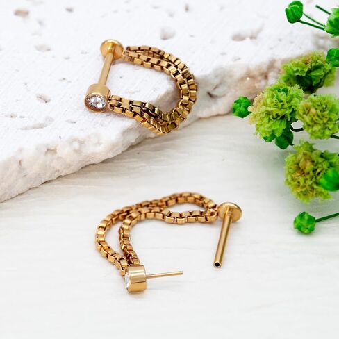 اقراط ثقب غضروف الاذن من الستانلس ستيل 18 غرام للنساء والرجال، ثقب الجسم للأنف والروك والزنمة والزنمة والدايث من ديزاينفي، بدون احجار كريمة, التيتانيوم, بدون أحجار كريمة in Kuwait