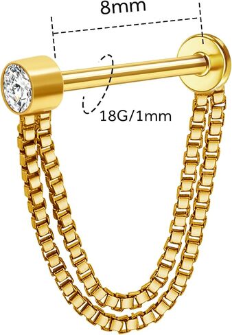اقراط ثقب غضروف الاذن من الستانلس ستيل 18 غرام للنساء والرجال، ثقب الجسم للأنف والروك والزنمة والزنمة والدايث من ديزاينفي، بدون احجار كريمة, التيتانيوم, بدون أحجار كريمة in Kuwait