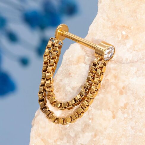 اقراط ثقب غضروف الاذن من الستانلس ستيل 18 غرام للنساء والرجال، ثقب الجسم للأنف والروك والزنمة والزنمة والدايث من ديزاينفي، بدون احجار كريمة, التيتانيوم, بدون أحجار كريمة in Kuwait