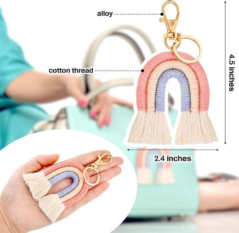 3 قطع من سلاسل المفاتيح بألوان قوس قزح من Hicarer، سلاسل مفاتيح بشرابة بألوان قوس قزح للنساء in Kuwait