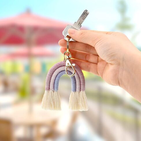 3 قطع من سلاسل المفاتيح بألوان قوس قزح من Hicarer، سلاسل مفاتيح بشرابة بألوان قوس قزح للنساء in Kuwait