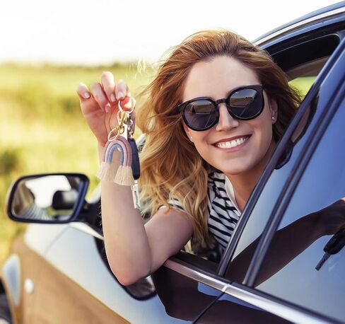 3 قطع من سلاسل المفاتيح بألوان قوس قزح من Hicarer، سلاسل مفاتيح بشرابة بألوان قوس قزح للنساء in Kuwait