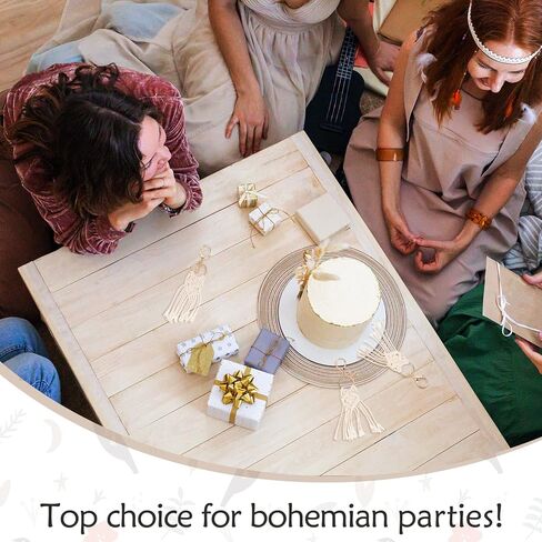 12 قطعة من سلاسل المفاتيح الصغيرة من Macrame Boho Macrame Bag Charms الجمالية سلسلة مفاتيح لطيفة مصنوعة يدويًا سلاسل مفاتيح بوهيمية للنساء هدية وصيفة العروس ومستلزمات الهاتف ومحفظة مفاتيح السيارة، بيج in Kuwait