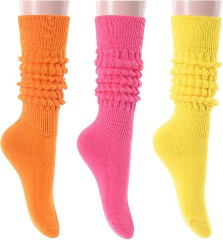 sockfun Slouch Socks Women, Scrunch Socks Teen Girls, 80s 90s Socks, Long High Socks 3 Pack in Saudi Arabia