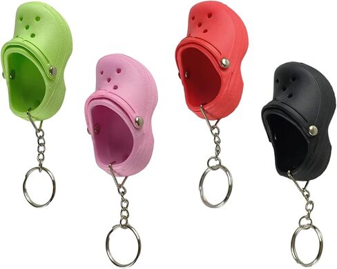 COLORFUL BLING 1-4PCS Cute Shoes Style Keychain Mini Rubber Slipper Keyring Funny Gift in Saudi Arabia