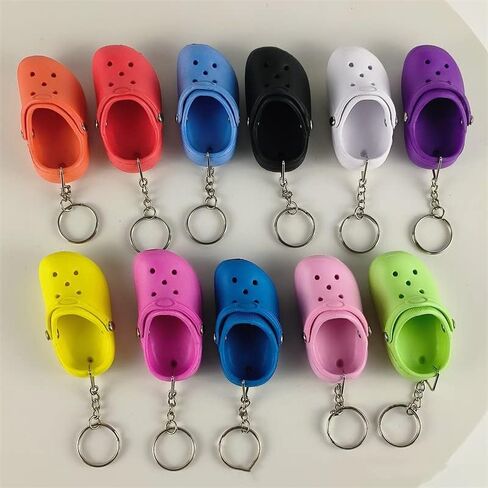 COLORFUL BLING 1-4PCS Cute Shoes Style Keychain Mini Rubber Slipper Keyring Funny Gift in Saudi Arabia