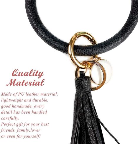 سوار جلدي حلقة مفاتيح على شكل حلقة مفاتيح، حلقة شرابة على شكل حلقة مفاتيح على شكل حلقة مفاتيح للنساء والفتيات - حرر يديك in Kuwait