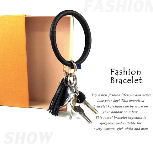 سوار جلدي حلقة مفاتيح على شكل حلقة مفاتيح، حلقة شرابة على شكل حلقة مفاتيح على شكل حلقة مفاتيح للنساء والفتيات - حرر يديك in Kuwait