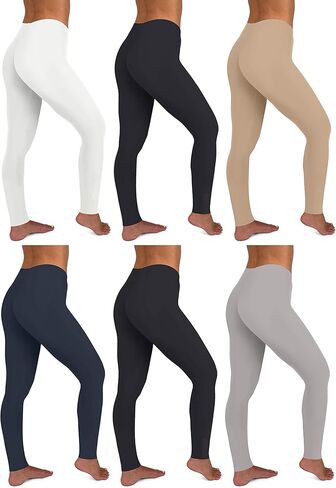 Sexy Basics Womens 6 Pack Stretch Cotton Stretch Full Length Footless Legging Tights in Saudi Arabia