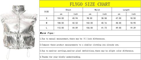 سترة Flygo النسائية الشتوية القصيرة مبطنة معدنية بدون أكمام منتفخة in Kuwait