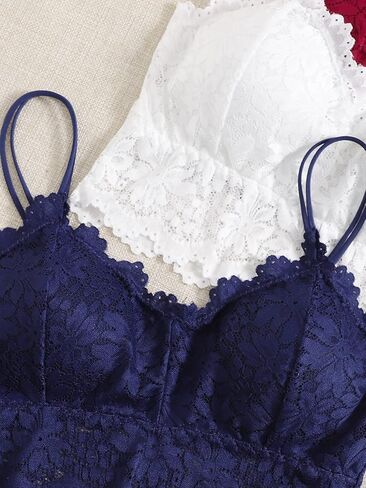 حمالة صدر نسائية من SOLY HUX مكونة من 5 قطع من الدانتيل المزين بالورود واللاسلكية مبطنة للنوم اليومي in Kuwait