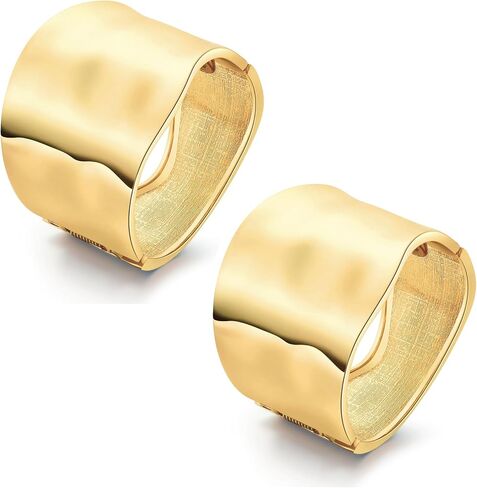 SROBENZ 2-5 Pcs 18K Gold Cuff Bracelets for Women Chunky Bangle Bracelets Hinge Gold Polished Frosted Bracelets Irregular Wrist Cuffs for Teen Girls in Kuwait