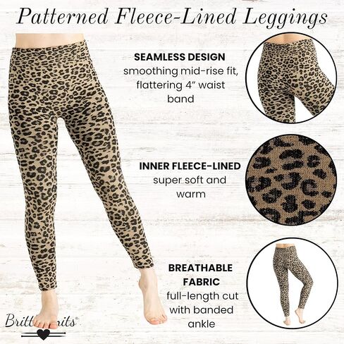 Britt's Knits Women's Fleece Lined Mid-Rise Warm Stretch Leggings in Kuwait