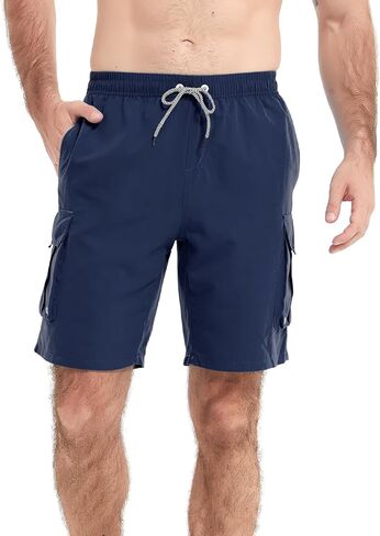 شورت سباحة رجالي من Jimlieay مع بطانة مضغوطة 2 في 1 شورت سباحة سريع الجفاف للشاطئ مع جيوب in Kuwait