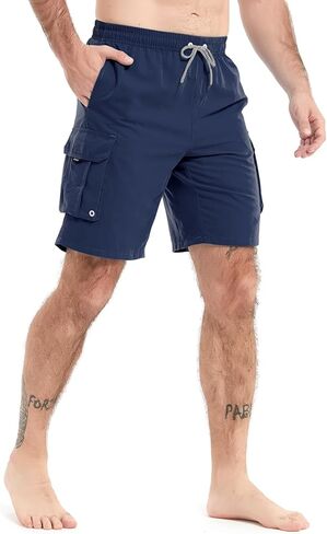 شورت سباحة رجالي من Jimlieay مع بطانة مضغوطة 2 في 1 شورت سباحة سريع الجفاف للشاطئ مع جيوب in Kuwait
