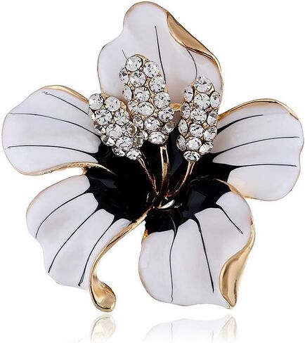 SKZKK أزياء المينا طية الصدر دبوس زهرة الزنبق بروش دبابيس، البروش والدبابيس للنساء سبائك الكريستال الماس الطلاء الأبيض in Kuwait