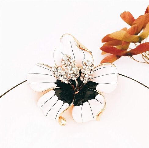 SKZKK أزياء المينا طية الصدر دبوس زهرة الزنبق بروش دبابيس، البروش والدبابيس للنساء سبائك الكريستال الماس الطلاء الأبيض in Kuwait