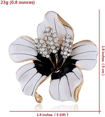 SKZKK أزياء المينا طية الصدر دبوس زهرة الزنبق بروش دبابيس، البروش والدبابيس للنساء سبائك الكريستال الماس الطلاء الأبيض in Kuwait