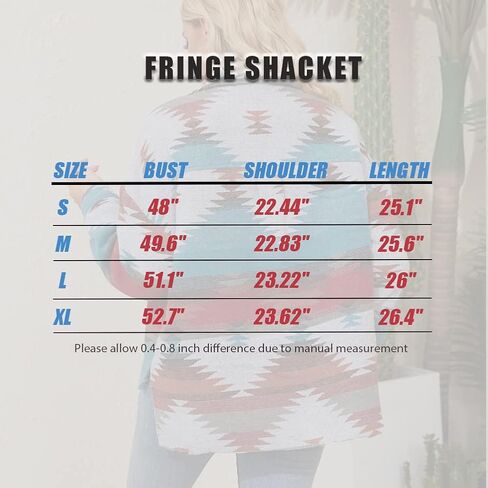 سترة YOPLANET النسائية Aztec سترة غربية بأكمام طويلة وأزرار سفلية مع جيوب فضفاضة in Kuwait