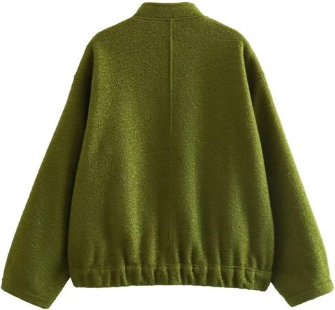 سترة نسائية من KEOMUD كبيرة الحجم من مزيج الصوف بأكمام طويلة وأزرار سفلية، معطف خفيف الوزن مع جيوب in Kuwait