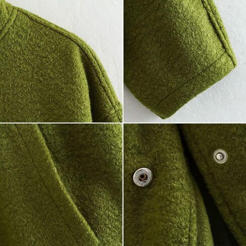 سترة نسائية من KEOMUD كبيرة الحجم من مزيج الصوف بأكمام طويلة وأزرار سفلية، معطف خفيف الوزن مع جيوب in Kuwait