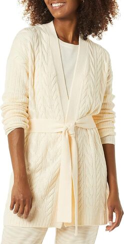 Amazon Essentials Women's Soft Cable Longer Length Open-Front Cardigan Sweater in Kuwait