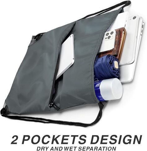 حقيبة ظهر برباط من MISSMOON، مصنوعة من النايلون 210D قابلة للطي لصالة الألعاب الرياضية برباط وحقيبة مع جيب جانبي بسحاب للرجال والنساء باللون الأخضر التفاحي in Kuwait