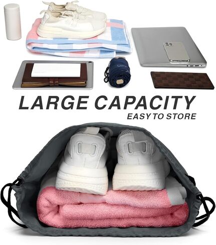 حقيبة ظهر برباط من MISSMOON، مصنوعة من النايلون 210D قابلة للطي لصالة الألعاب الرياضية برباط وحقيبة مع جيب جانبي بسحاب للرجال والنساء باللون الأخضر التفاحي in Kuwait