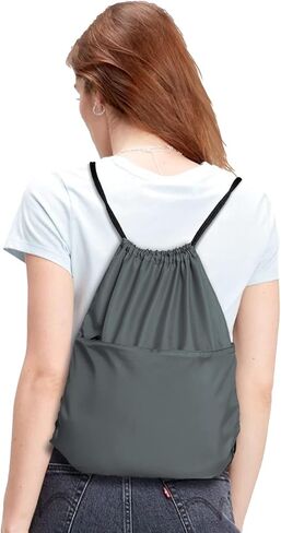 حقيبة ظهر برباط من MISSMOON، مصنوعة من النايلون 210D قابلة للطي لصالة الألعاب الرياضية برباط وحقيبة مع جيب جانبي بسحاب للرجال والنساء باللون الأخضر التفاحي in Kuwait