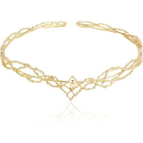 ANBALA Rhinestone Fairy Crown for Women Crystal Elf Crown Silver/Gold Circlet Costume Headwear for Men Renaissance Headpiece for Birthday Party Cosplay Halloween