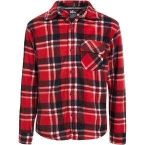 قميص Quad Seven للأولاد - قميص منقوش من الصوف بأكمام طويلة - قميص كاجوال بأزرار سفلية من الفلانيل للأولاد (8-16) in Kuwait